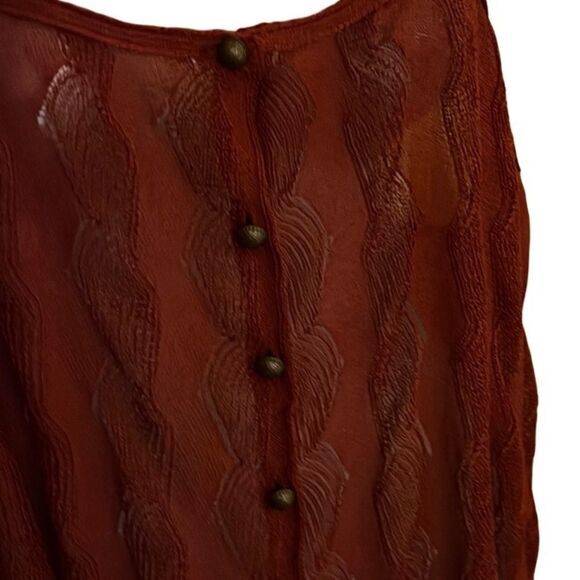 Free People button front top dress strappy‎ new S wavy knit pattern rust color - Picture 5 of 9